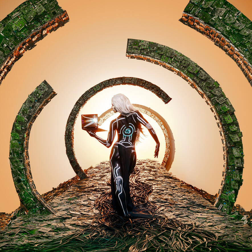 Dell E-Waste art installation, trash installation with von wong.